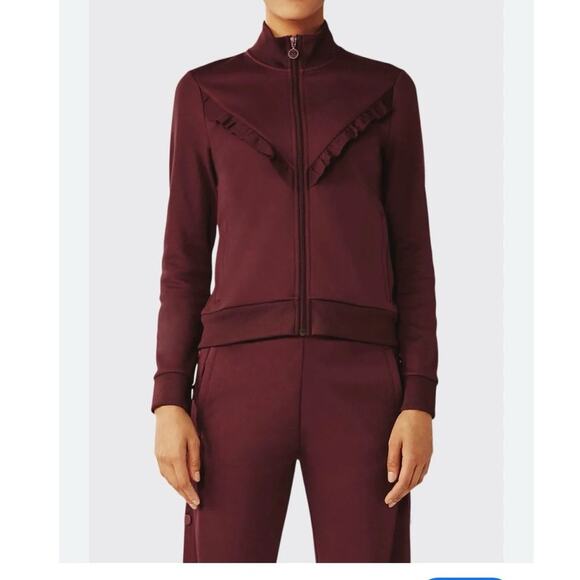 TORY BURCH Sport Tonal Ruffle-Trim Track Jacket - Large - Picture 1 of 8